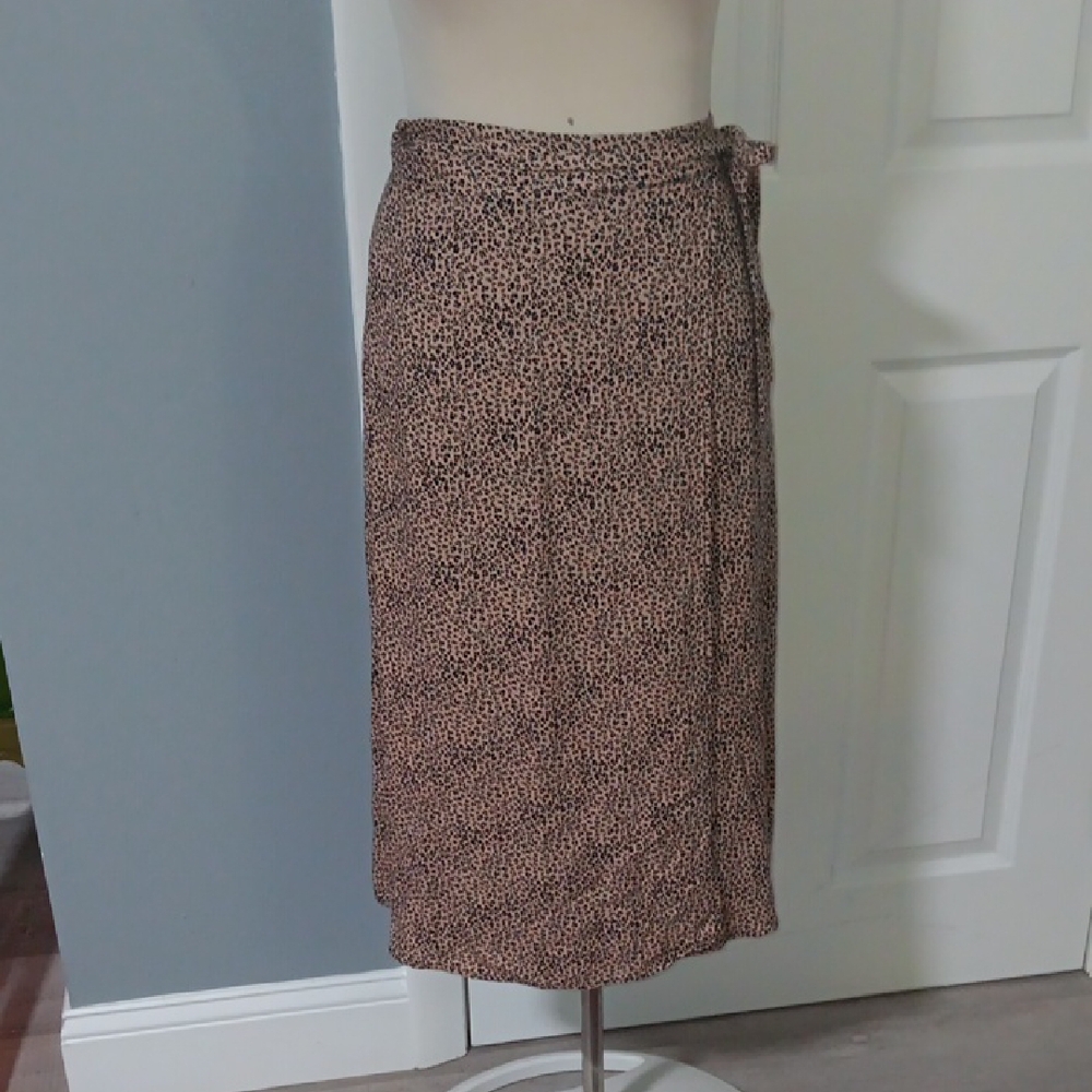 Brown midi wrap skirt for casual work
